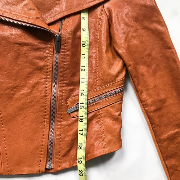 BCBGMAXAZRIA Genuine Leather Moto Jacket Pumpkin - Picture 7 of 8
